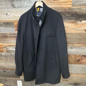 Daniel Cremieux 100% Wool Men’s Field Coat Charcoal Full Zip Button Closure